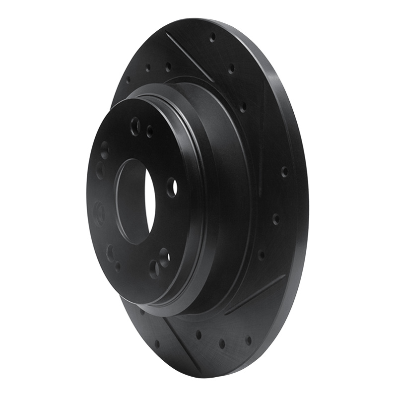 Acura RL Brake Rotor (1) - Rear Right - R1 Concepts - Drilled & Slotted - Black - `02-`04